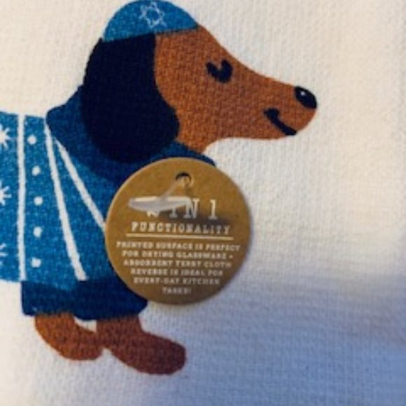 Set of 3 Eight days of treats Chanukah dachshund dish towels - Picture 6 of 6
